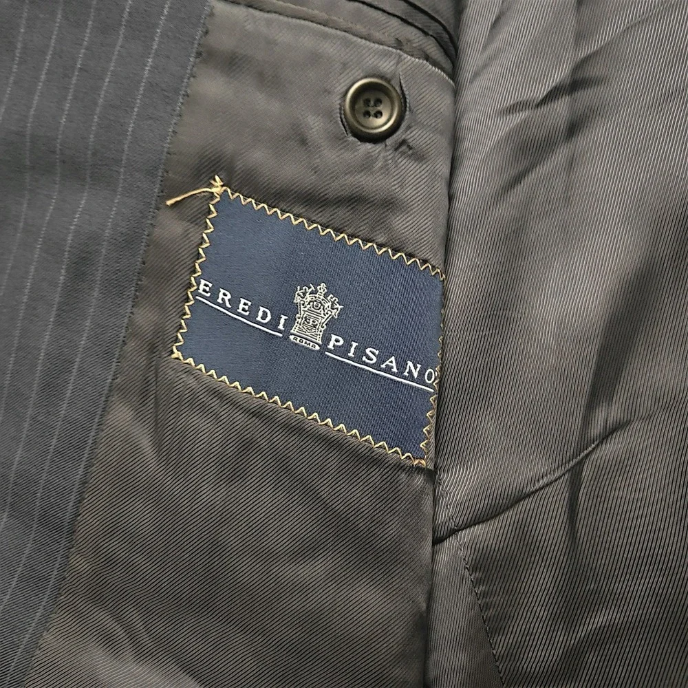 Eredi Pisano Loro Piana Navy Pinstripe Wool Suit Jacket Blazer Made in Italy‎